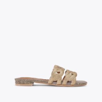 Sandalias planas con cadena de cristales