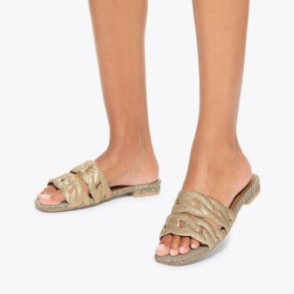 Sandalias planas con cadena de cristales